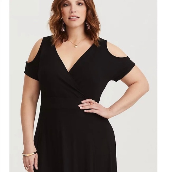 Torrid Black Jersey Cold Shoulder Maxi Dress size 1X - Picture 2 of 12